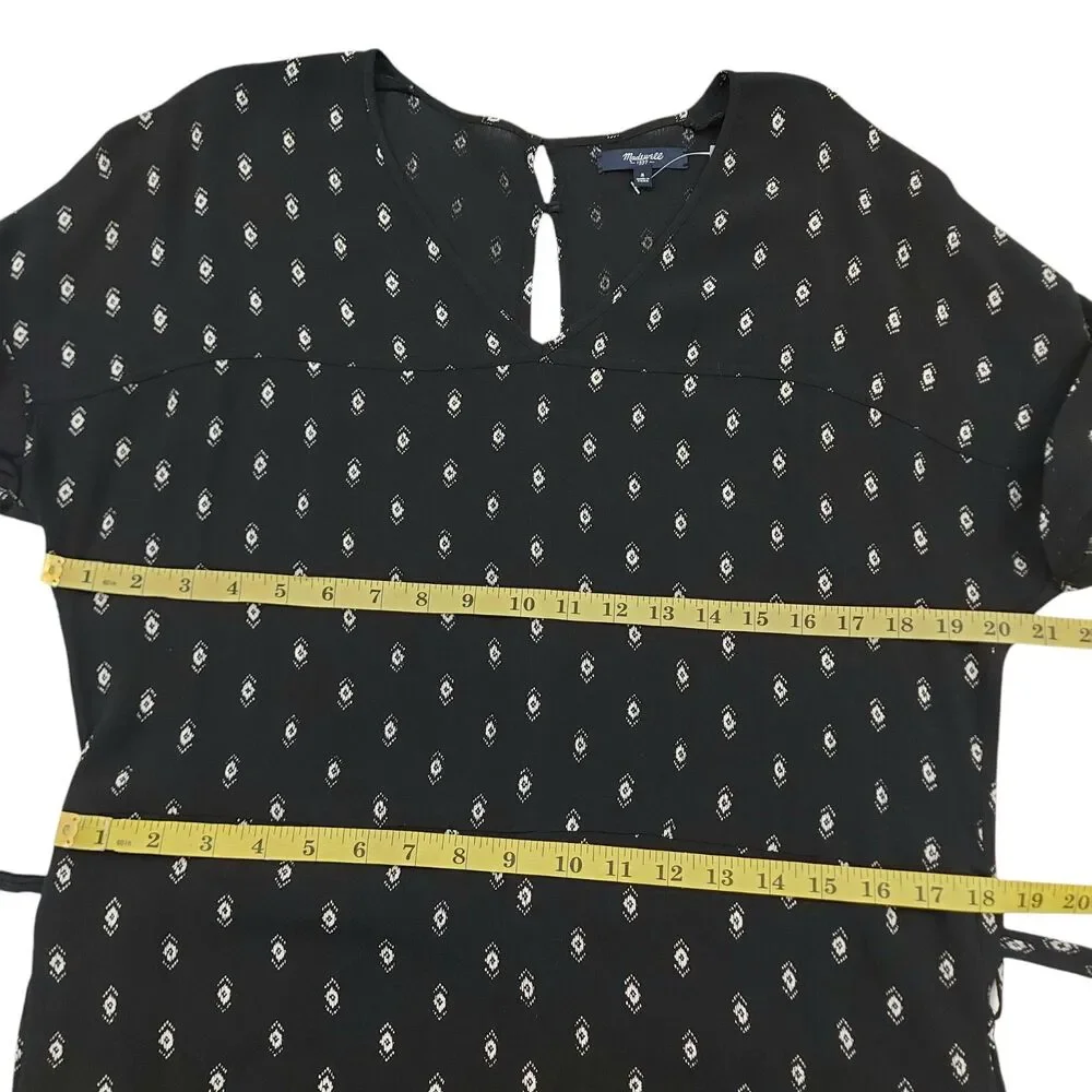 Madewell Romper Womens Small Black Diamond Print V-Neck Cap Sleeve Bohemian - Picture 11 of 13